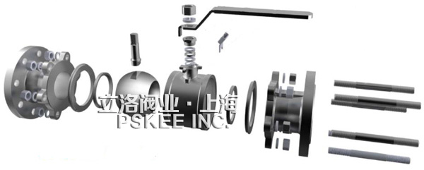 三片式高平臺法蘭球閥結(jié)構(gòu)圖 三片式高平臺法蘭球閥結(jié)構(gòu)圖